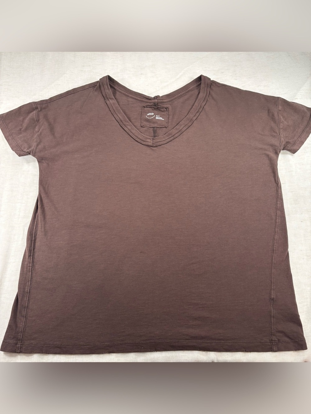 aerie Women's Short Sleeve V-Neck Tee in Brown